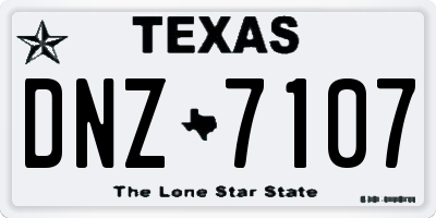 TX license plate DNZ7107