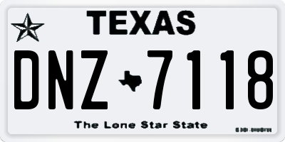 TX license plate DNZ7118