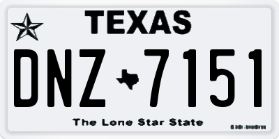 TX license plate DNZ7151