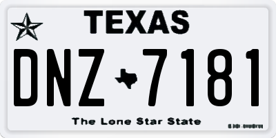 TX license plate DNZ7181