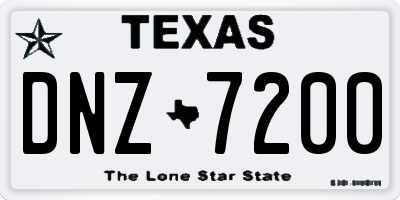 TX license plate DNZ7200