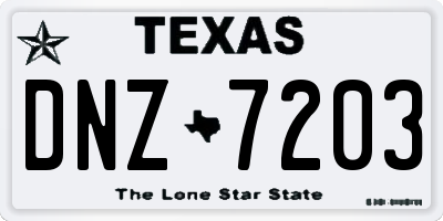 TX license plate DNZ7203
