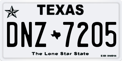 TX license plate DNZ7205