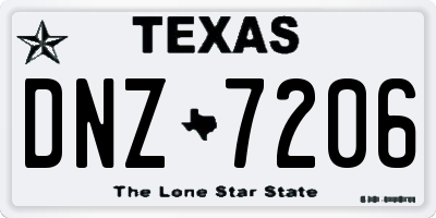TX license plate DNZ7206