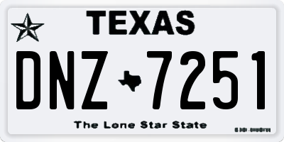 TX license plate DNZ7251