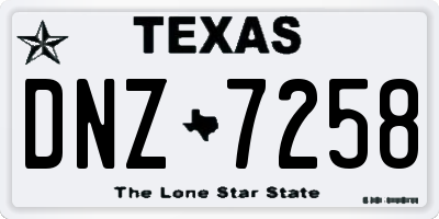 TX license plate DNZ7258