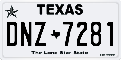 TX license plate DNZ7281
