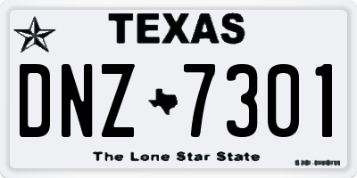 TX license plate DNZ7301