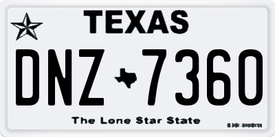 TX license plate DNZ7360