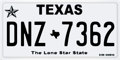 TX license plate DNZ7362