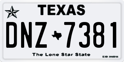 TX license plate DNZ7381