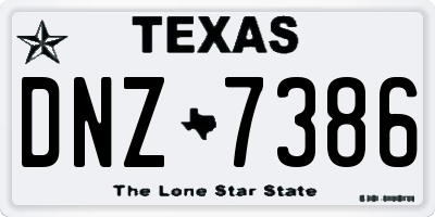 TX license plate DNZ7386