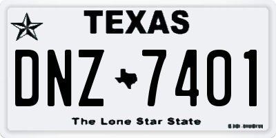 TX license plate DNZ7401