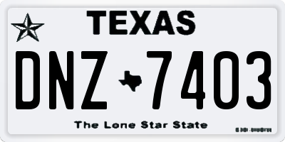 TX license plate DNZ7403