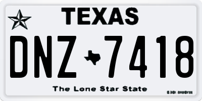 TX license plate DNZ7418