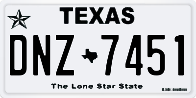 TX license plate DNZ7451