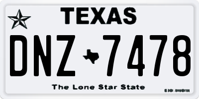 TX license plate DNZ7478