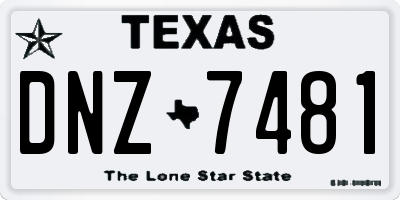 TX license plate DNZ7481