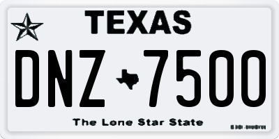 TX license plate DNZ7500