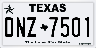 TX license plate DNZ7501
