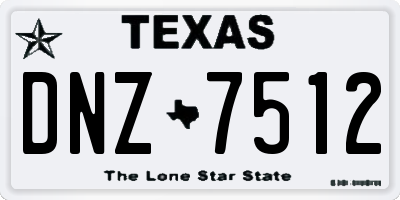 TX license plate DNZ7512