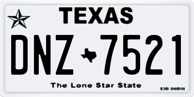 TX license plate DNZ7521