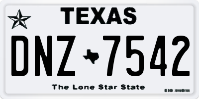 TX license plate DNZ7542