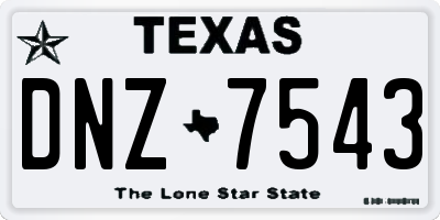 TX license plate DNZ7543