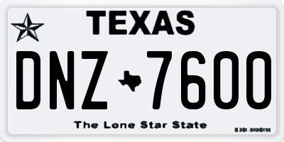TX license plate DNZ7600