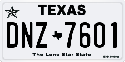 TX license plate DNZ7601