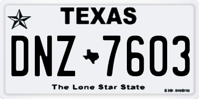 TX license plate DNZ7603