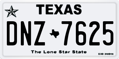 TX license plate DNZ7625
