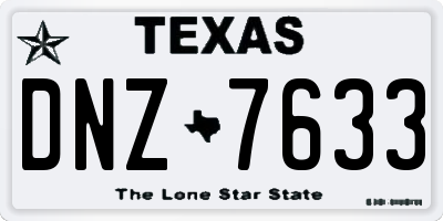 TX license plate DNZ7633