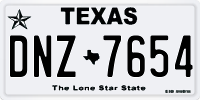 TX license plate DNZ7654