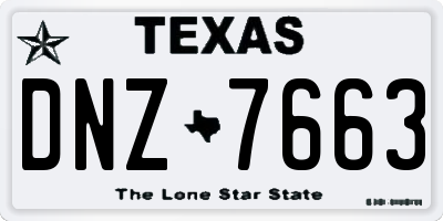 TX license plate DNZ7663