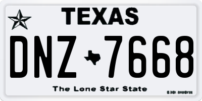 TX license plate DNZ7668