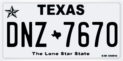 TX license plate DNZ7670