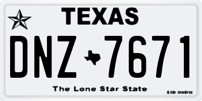 TX license plate DNZ7671