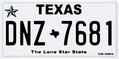 TX license plate DNZ7681