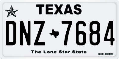 TX license plate DNZ7684