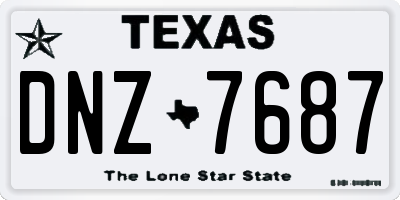 TX license plate DNZ7687