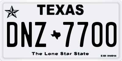 TX license plate DNZ7700