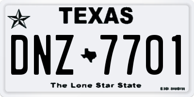 TX license plate DNZ7701