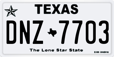 TX license plate DNZ7703
