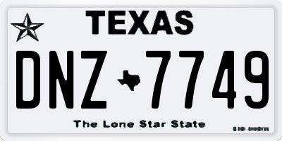 TX license plate DNZ7749