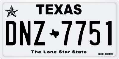 TX license plate DNZ7751