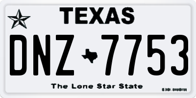 TX license plate DNZ7753