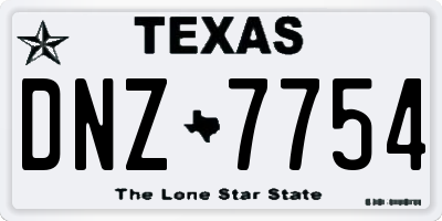 TX license plate DNZ7754