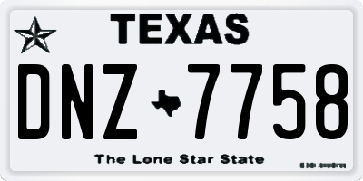 TX license plate DNZ7758