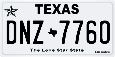 TX license plate DNZ7760
